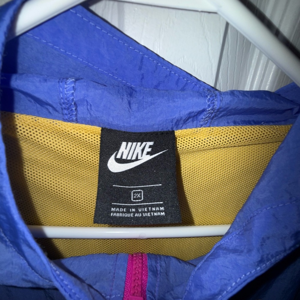 Nike Windbreaker Jacket Size 2X
Colorblock Purple Yellow Retro - Picture 4 of 7